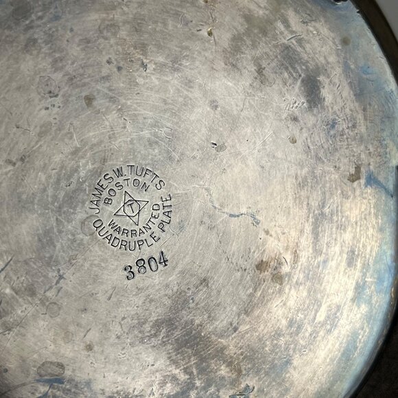 Vintage James W. Tufts Silver-Plate Butter Dish Hanging Lid - Picture 11 of 11